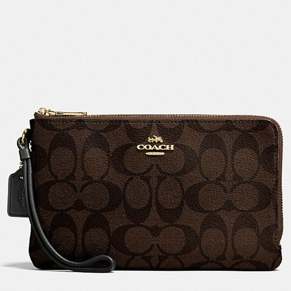 COACH Large Signature Double Zip Wallet #04206 - Picture 1 of 7